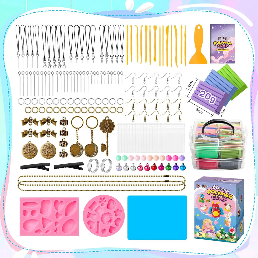 Polymer Clay Set, 66 Farben Modelliermasse Knete Kit für Kinder | 20g Each Ofenhärtende Knetmasse mi