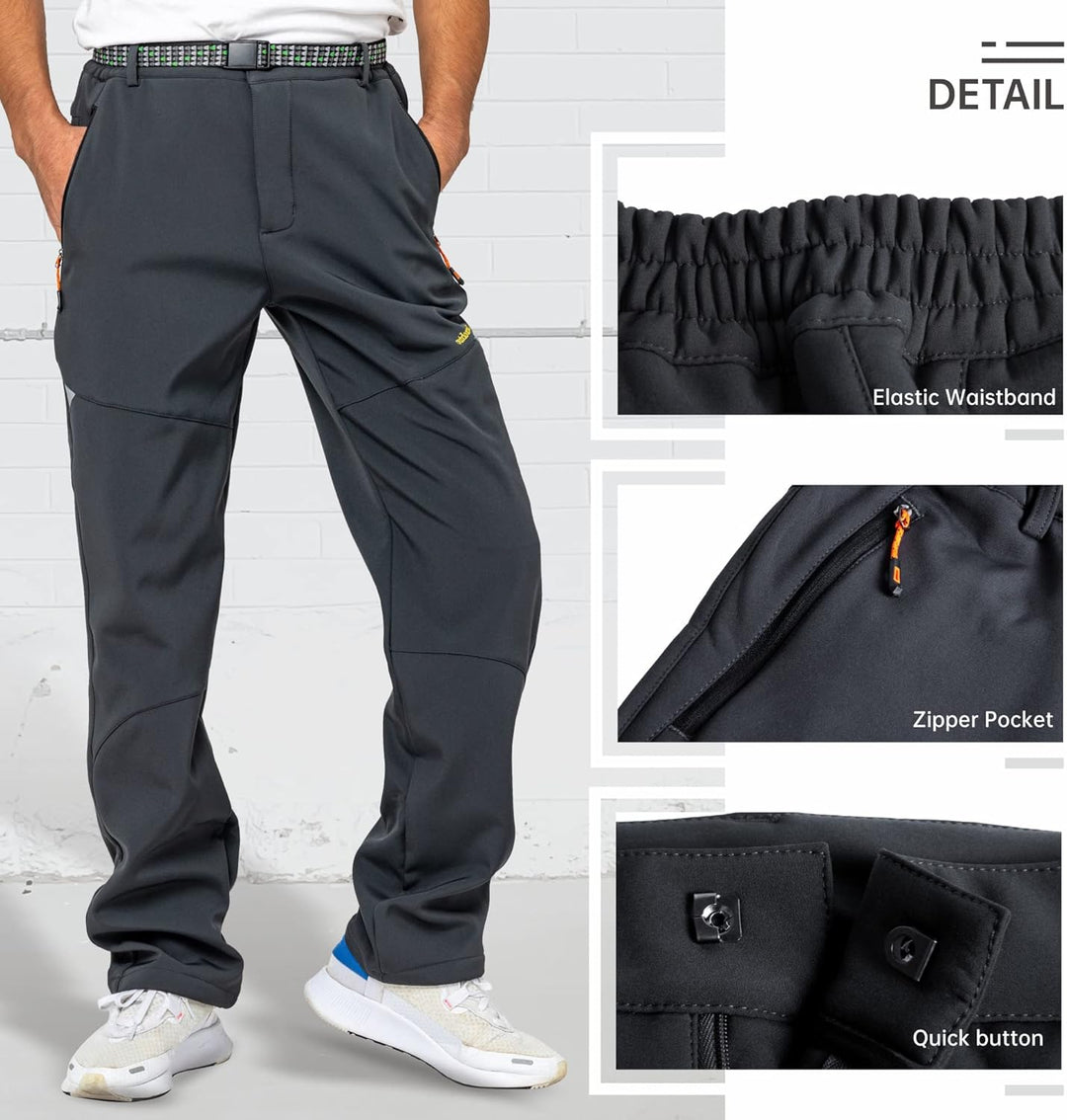 LY4U Winter Outdoorhose Herren Winddichte mit Fleece Gefütterte Schnee Ski Softshell Hose Warme Hose