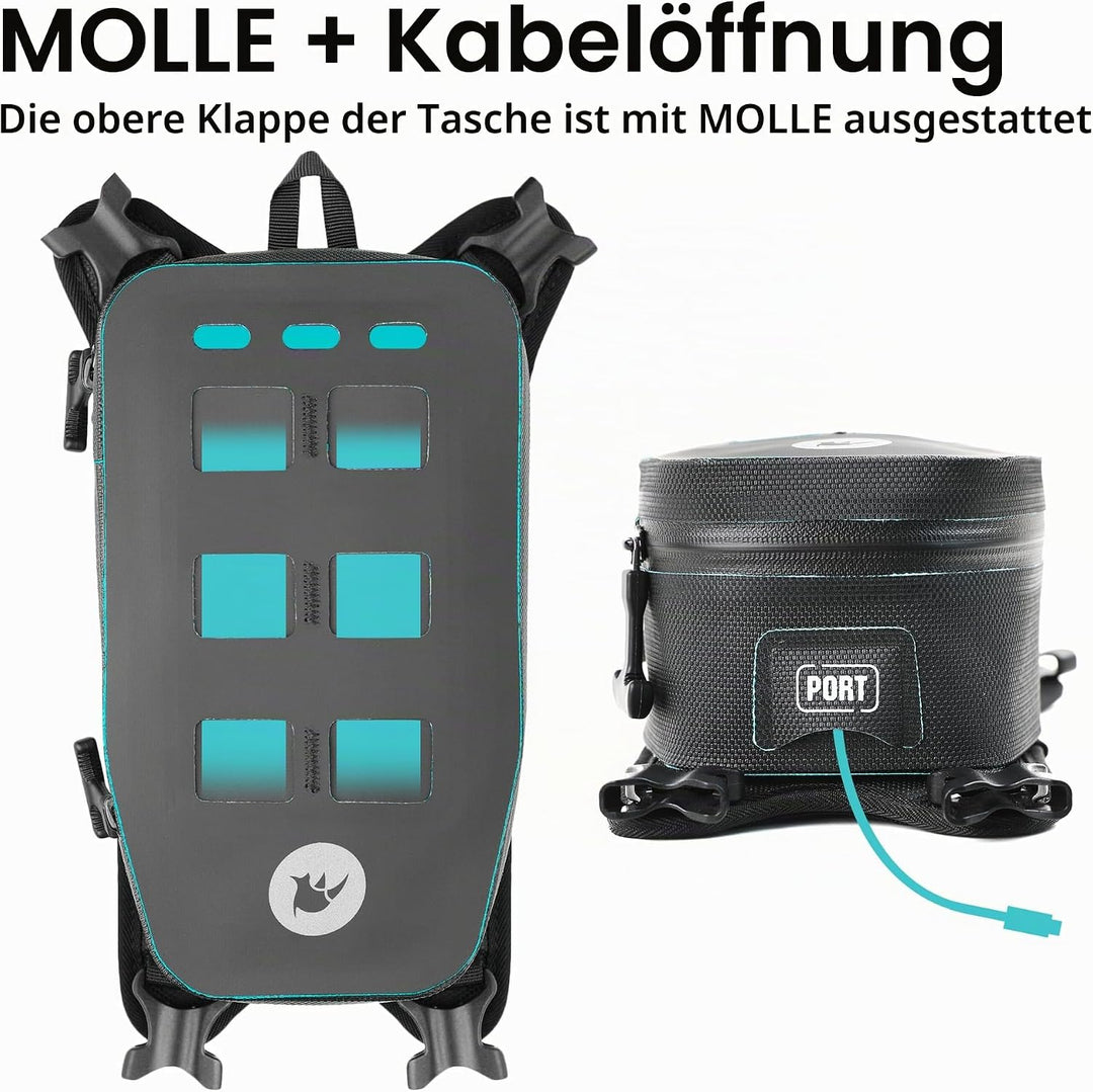 Rhinowalk Motorrad Tankrucksack Wasserdicht Hartschale Erweiterbar 2L Sitz Aufbewahrungstasche Tasch