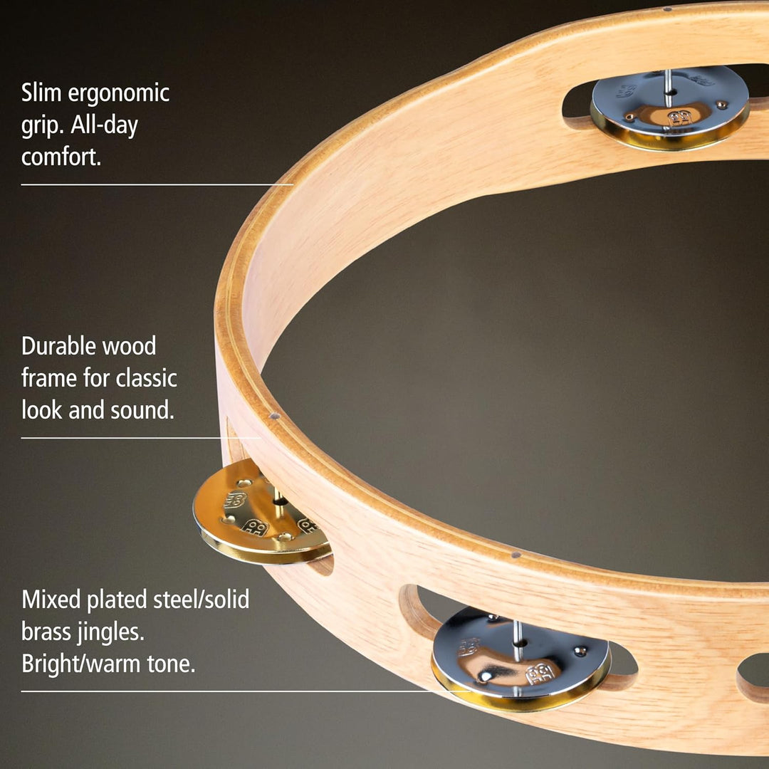 Meinl Percussion TA1M-SNT Recording-Combo Wood Tambourine (1-reihig), 25,40 cm (10 Zoll) Durchmesser