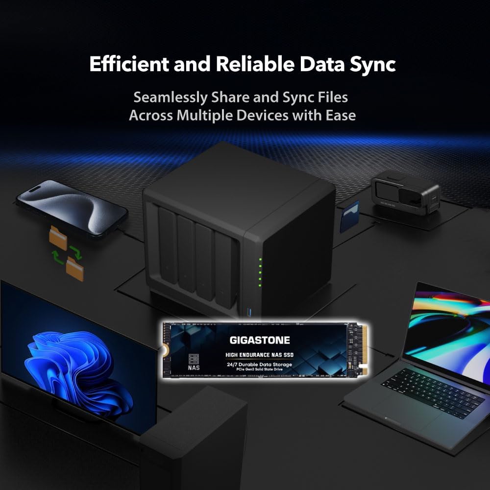Gigastone SSD 500 GB M.2 NAS SSD 24/7 High Endurance Cache für Network Attached Storage Business Dat