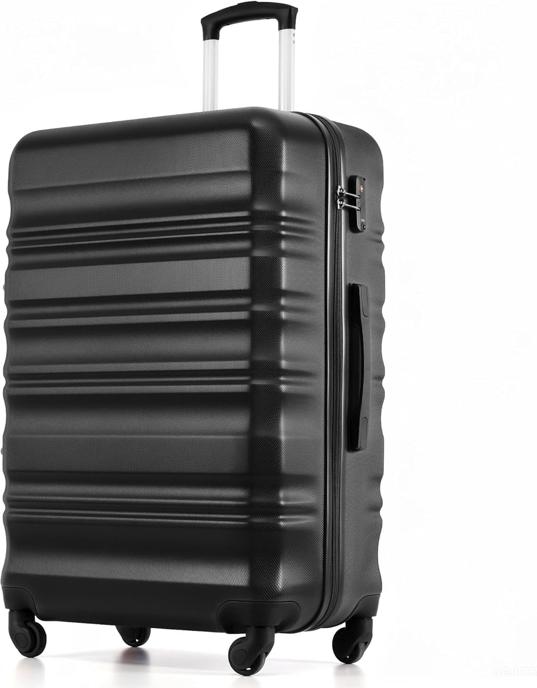 COOLIFE Hartschalen-Koffer Trolley Rollkoffer Reisekoffer mit TSA-Schloss und 4 Rollen (Schwarz, Gro