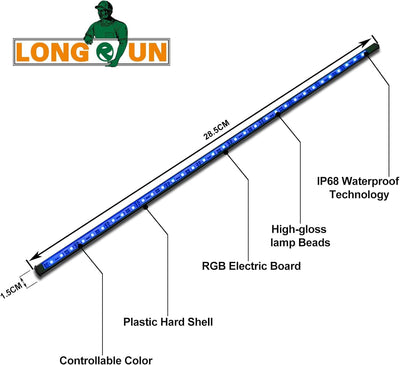 Longrun LED Strip, Pool Beleuchtung Unterwasser IP68 Wasserdicht, APP Control Teich Licht 7 Farben,