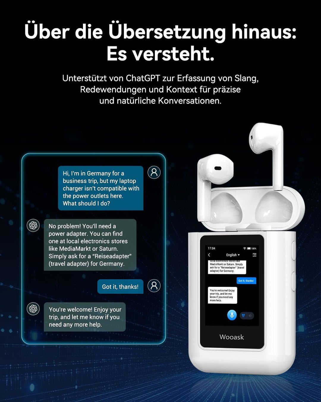 A8 Sprachübersetzer & Übersetzer KopfhöRer 2-In-1 – 144 Sprachen Echtzeit, Offline Übersetzer Ohne I