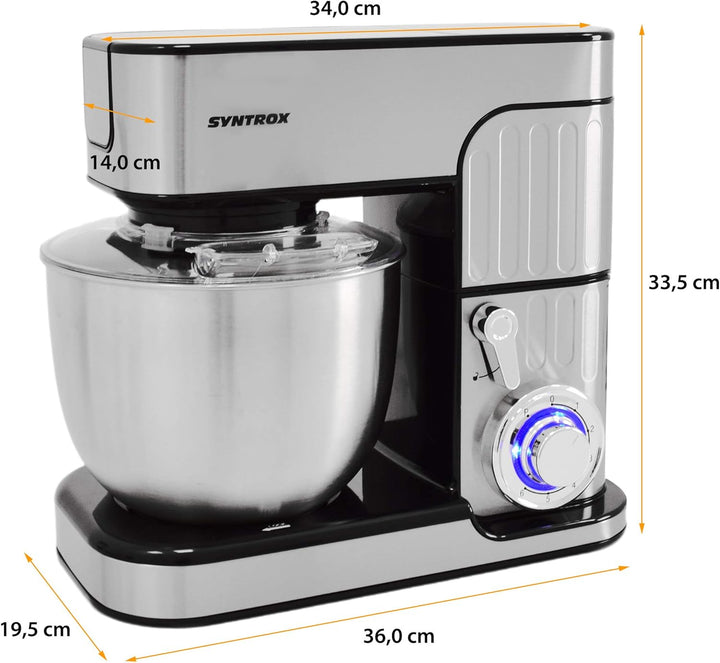 Syntrox Germany leistungsstarke Küchenmaschine Knetmaschine Mixer mit Fleischwolf in zeitlosem Desig