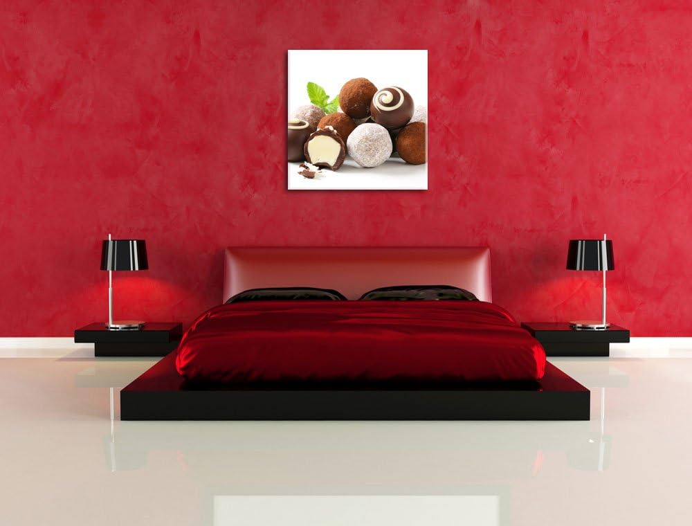 Edle Trüffelpralinen, Format: 70x70 auf Leinwand, XXL riesige Bilder fertig gerahmt mit Keilrahmen,