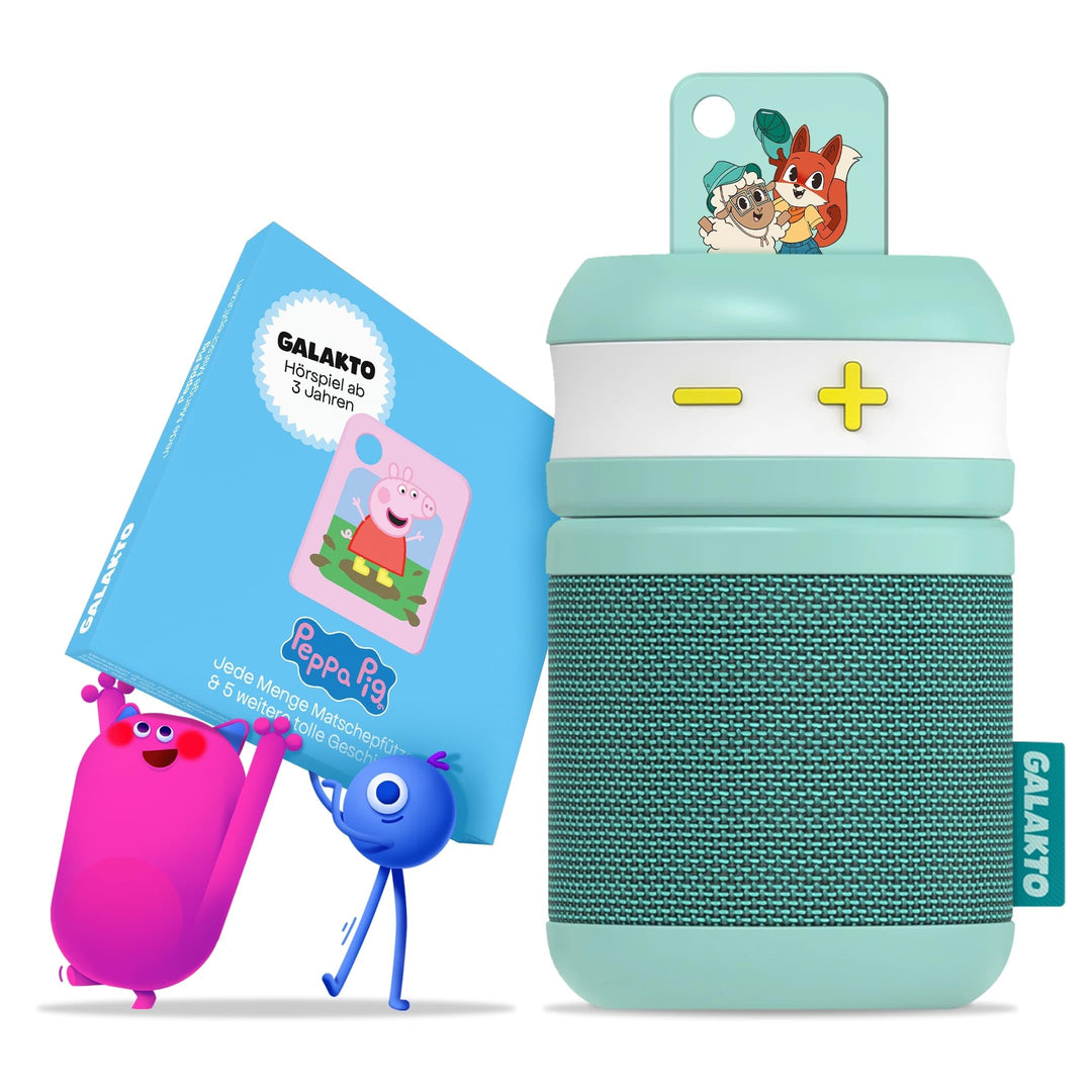 Galakto - Kinder Musik- und Hörspielplayer für zuhause und unterwegs, inkl. 2 Token “Peppa Pig” / “F