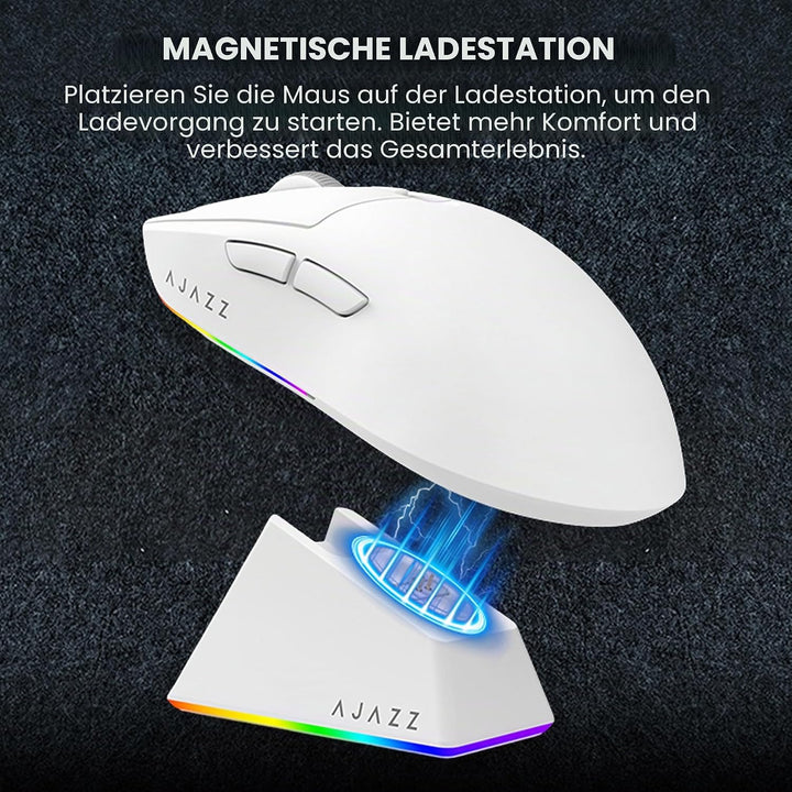 MechLands AJ139 V2 MC Gaming-Maus mit Ladestation, einstellbare 12000 DPI, PAW3311-Sensor, 3 Modi, k