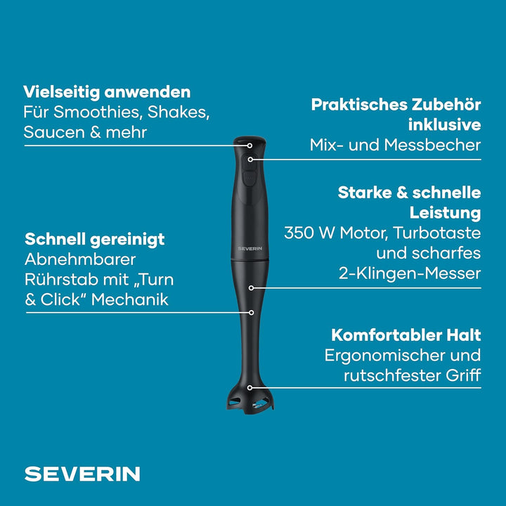 Severin Stabmixer inkl. 700ml Mix- & Messbecher, zum Pürieren und Zerkleinern, Mixstab, abnehmbarer