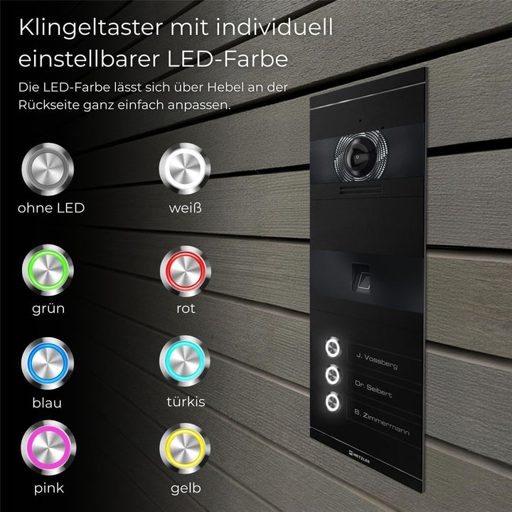 Metzler VDM10 2.0 Video Sprechanlage mit Türöffner (Stromversorgung) & Fingerprint, Anschluss 2-Drah
