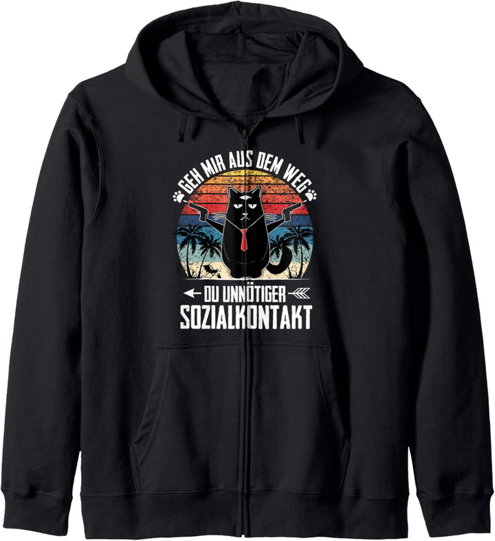 Geh mir aus dem Weg du unnötiger Sozialkontakt lustige Katze Kapuzenjacke