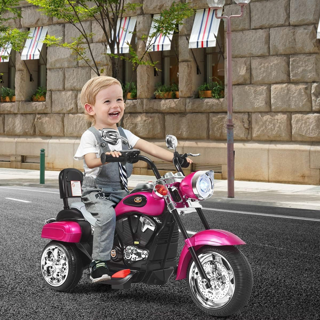 FANTASK Kinder Elektromotorrad mit verstellbarem Scheinwerfer, Dreirad Elektromotorrad mit Sound, Ho