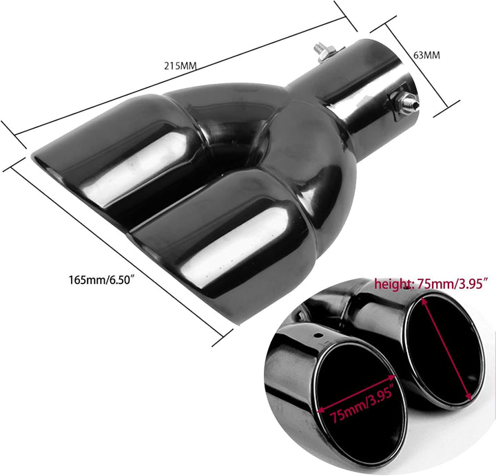 2.5" 63mm Einlass Doppelspitzen Schalldämpfer 3"Auslass Edelstahl Auto Heck Throat Doppelauspuff Ger