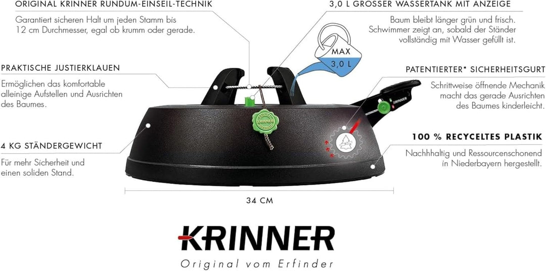 Krinner Green Line Comfort Grip S Recycling Christbaumständer Weihnachtsbaumständer inkl. Fusspedal
