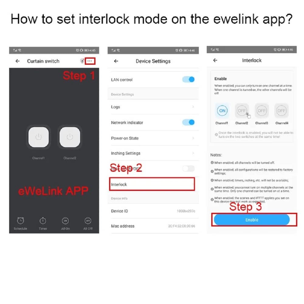MHCOZY 2-Kanal WiFi RF Wireless Switch Relais, Inching Self-Locking Interlock Modus, Ewelink App Rem