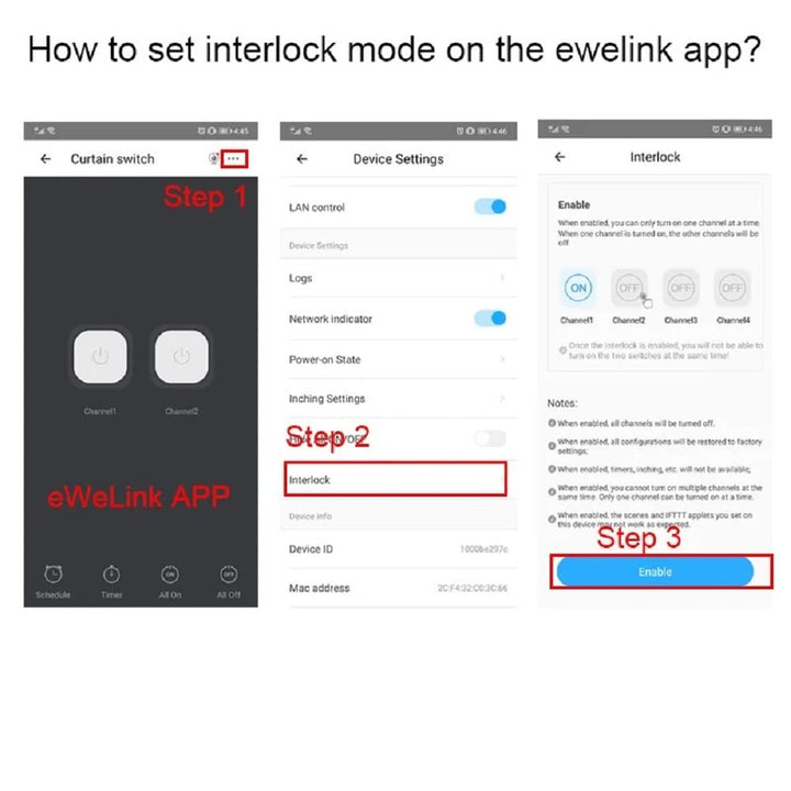 MHCOZY 2-Kanal WiFi RF Wireless Switch Relais, Inching Self-Locking Interlock Modus, Ewelink App Rem