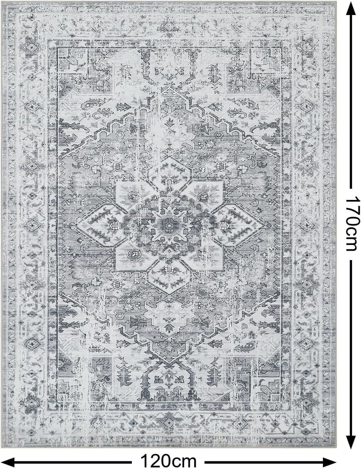 WONGS BEDDING Boho Teppich Wohnzimmer Schlafzimmer Kurzflor Teppiche Waschbar Weich rutschfest Vinta