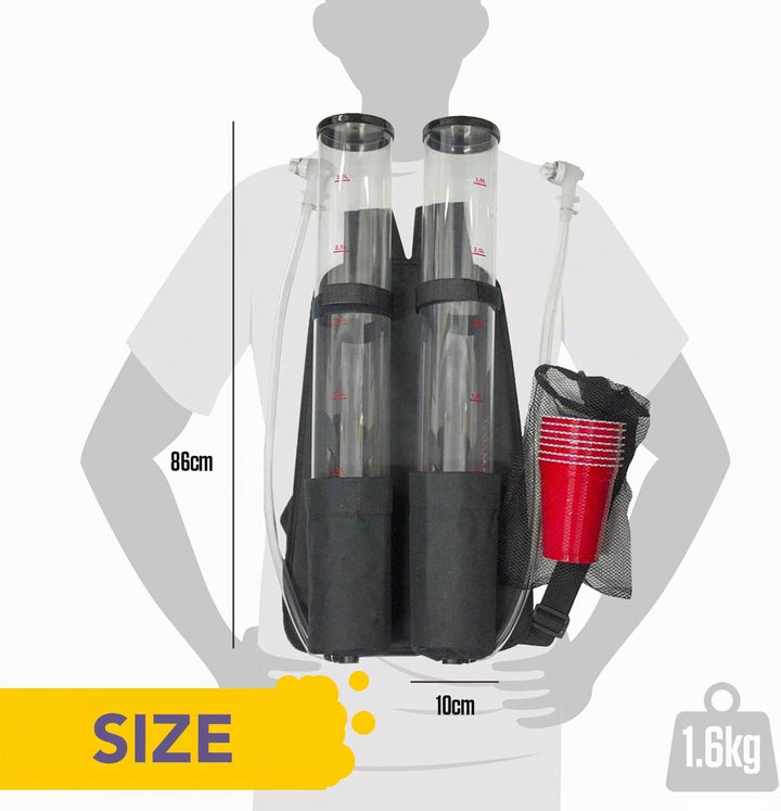 Doppelte Biergiraffe Jet Pack | Getränkespender | Rucksack | Premium Qualität | 2 Tanks | 2 x 3L Get