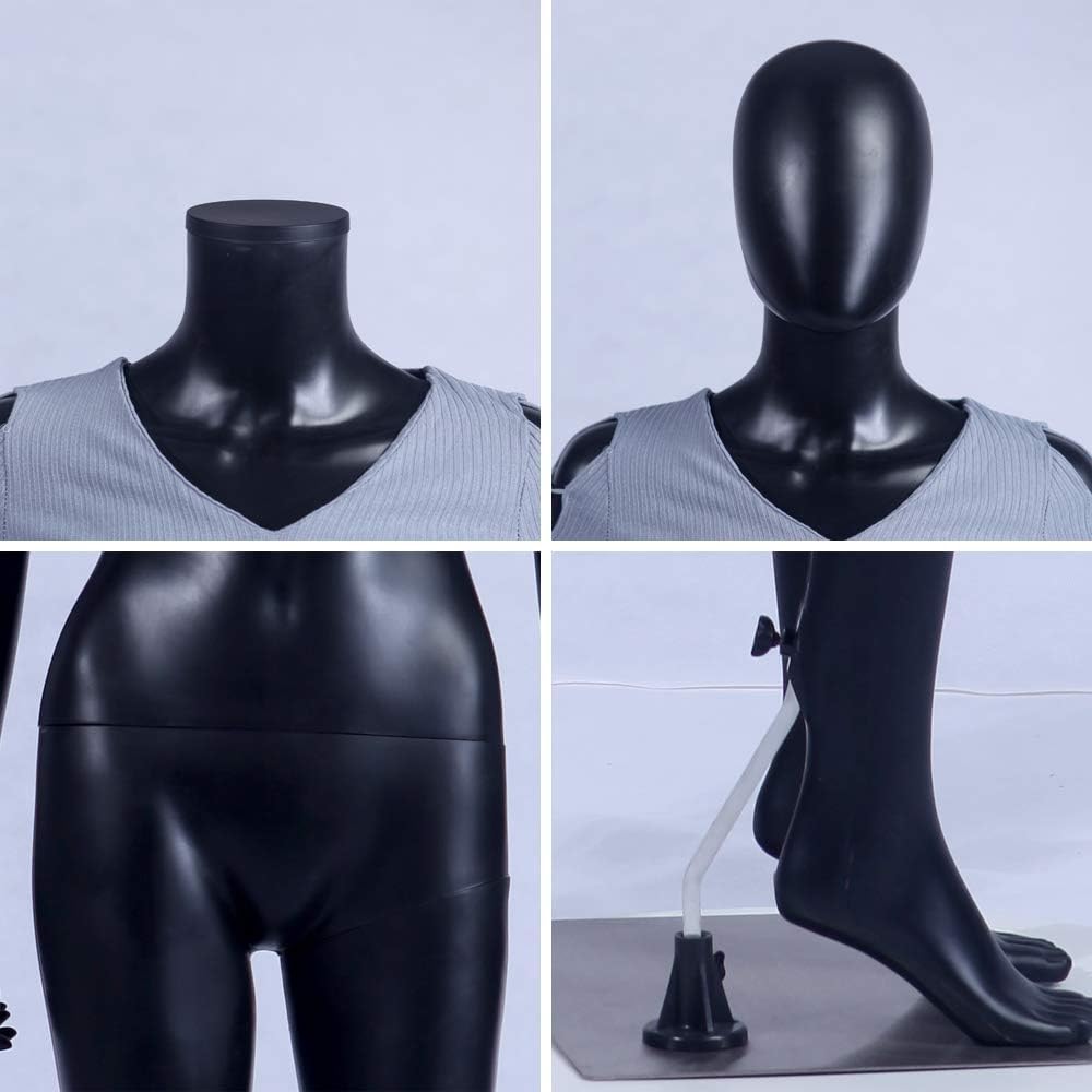 EurotonDisplay FC-7Black schwarz matt abstrakte Schaufensterpuppe mit Metallplatte Egghead ohne Gesi