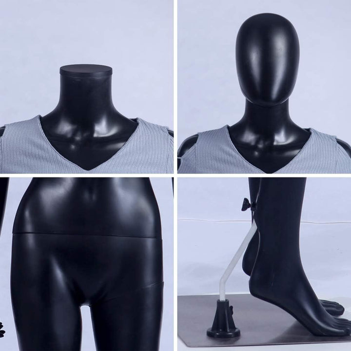 EurotonDisplay FC-7Black schwarz matt abstrakte Schaufensterpuppe mit Metallplatte Egghead ohne Gesi