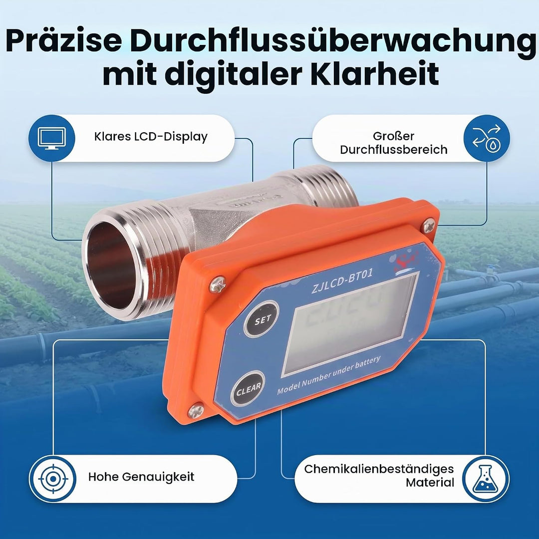 Digitaler Wasserzähler Edelstahl Durchflusssensor Säure Alkali beständiger Wassermengenzähler Wasser