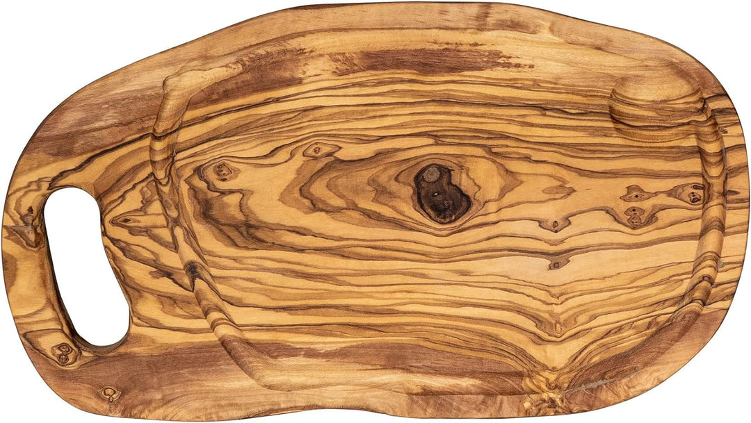 Schneidbrett ca. 36x20cm Olivenholz Steakbrett Braun Natur Saftrille Holzbrett Holzdeko Brettchen Sc