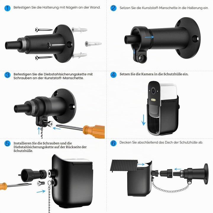 HOLACA Halterung Kompatibel mit eufyCam 2C/2C Pro (Kamera Nicht enthalten), ABS Hülle + Metall-Wandh