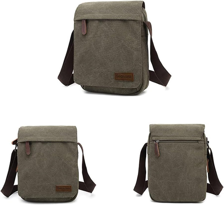 Sechunk Kleine Umhängetasche aus Segeltuch im Vintage-Stil für Herren &amp; Damen,für Outdoor,Camping,Re