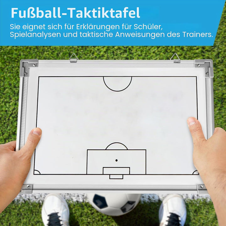 Holzsammlung Profi Coaches Whiteboard Tragbar Taktiktafel für Fussball mit Magnete, Stifte und Radie