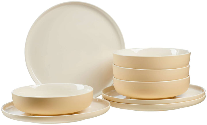 Ritzenhoff & Breker Tafelservice Jasper, 8-teilig, Vanille, Steinzeug, Speiseteller und Suppenschale