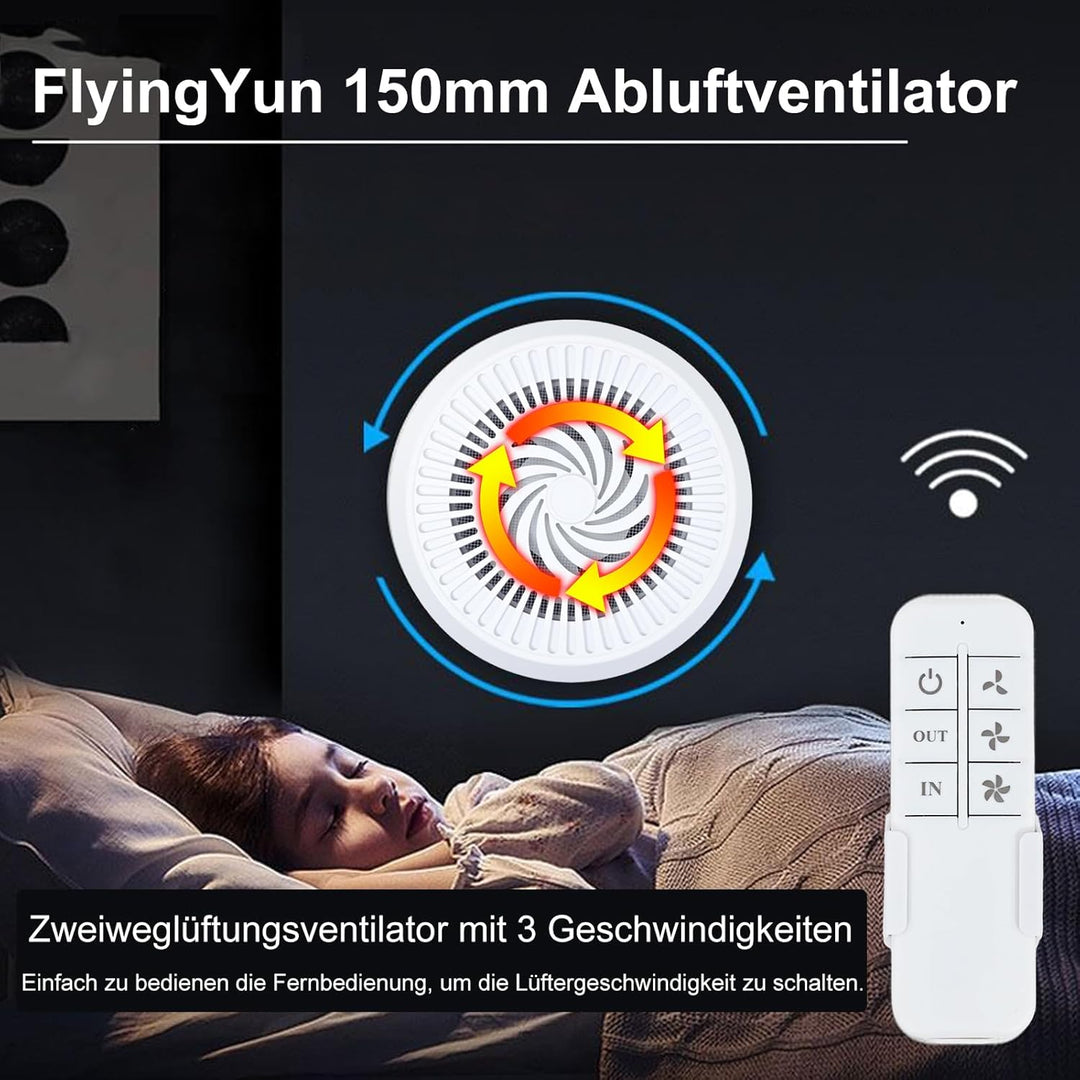 100mm Abluftventilator 100m³/h 5W Badlüfter, Zwei-Wege-Umkehrventilator mit 3 Geschwindigkeiten eins