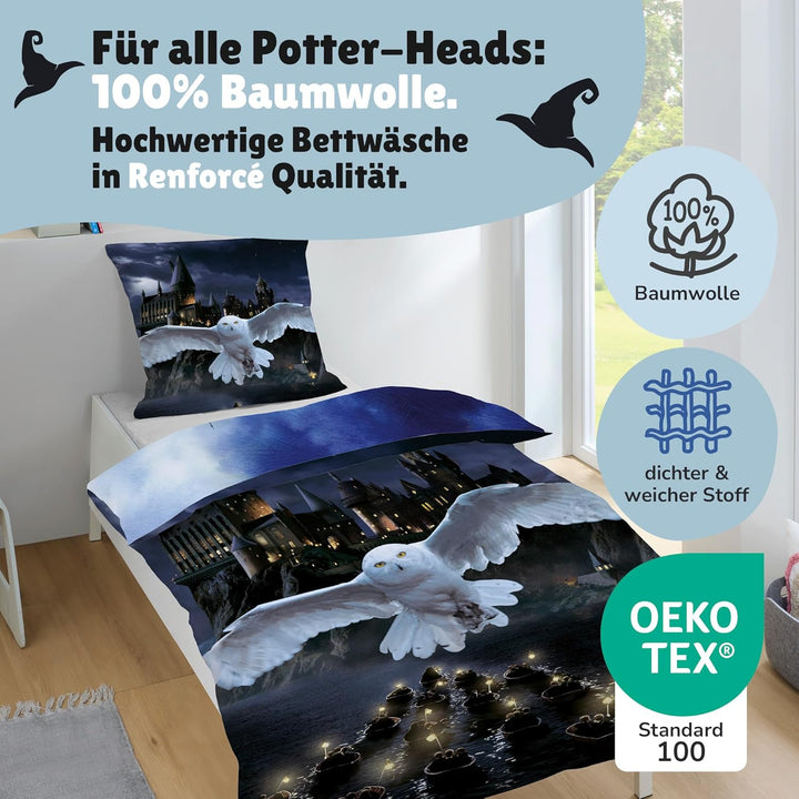 Familando Wende Bettwäsche-Set Harry Potter 135x200 80 x 80 cm · Kinderbettwäsche aus 100% Baumwolle