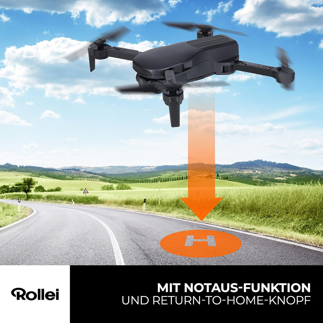 Rollei Fly 80 Combo Drohne, WiFi-Live-Bild Übertragung, 6-Achsen Gyroskop, Full-HD-Kamera, lange Flu