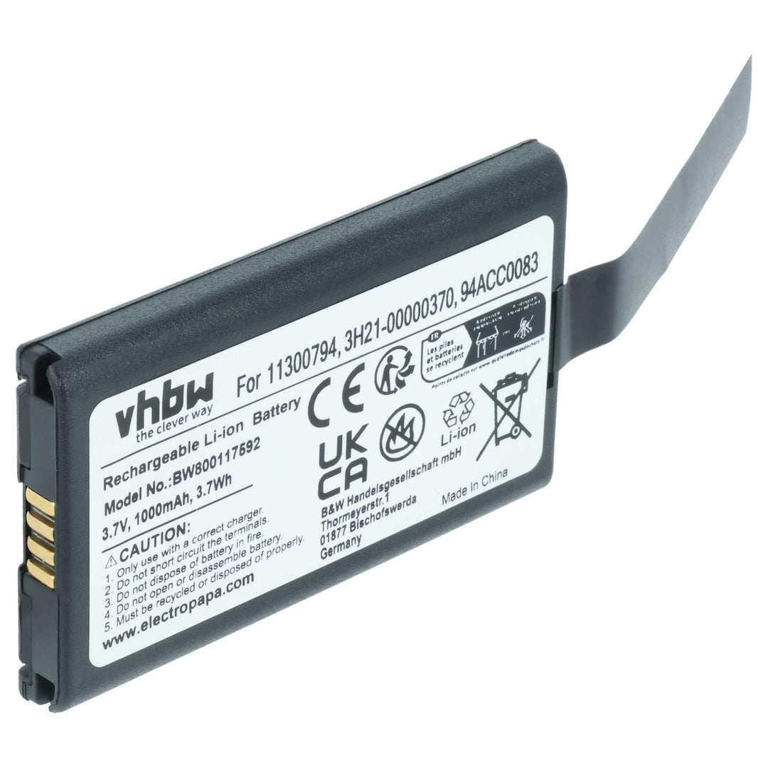 vhbw Akku Ersatz für Datalogic BP08-000600 für Barcodescanner POS (1000mAh, 3,7V, Li-Ion)