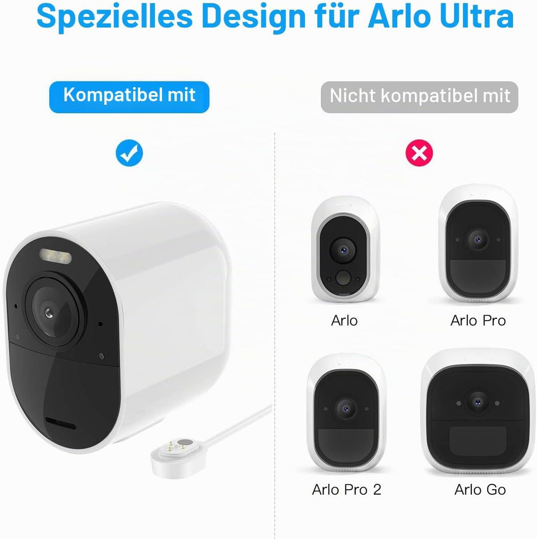 Arlo Ultra-Ladekabel BECEMURU Quick Charge 3.0 &amp; Akku-Ladeadapter mit wetterfestem Magnetkabel für A