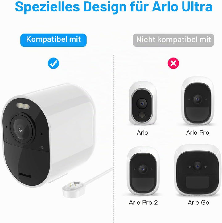Arlo Ultra-Ladekabel BECEMURU Quick Charge 3.0 &amp; Akku-Ladeadapter mit wetterfestem Magnetkabel für A