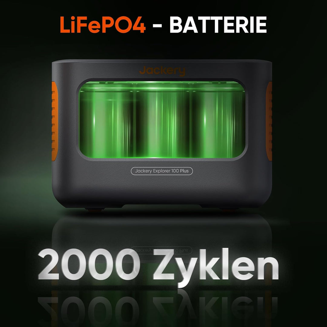 Jackery Explorer 100 Plus Tragbare Powerstation mit 100W Solarpanel, 99Wh LiFePO4-Akku Schnellladung