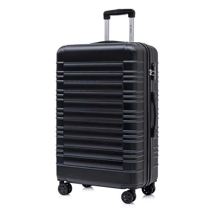 Koffer Suitcase L Schwarz, Trolley Reisekoffer, Rollkoffer Handgepäck mit 4 Rollen 360°, Hartschalen