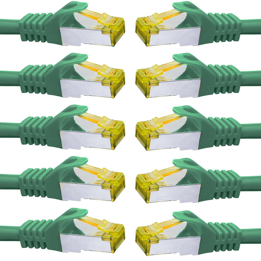 BIGtec LAN Kabel 10 Stück 1,5m Netzwerkkabel CAT7 Ethernet Internet Patchkabel CAT.7 grün Gigabit do
