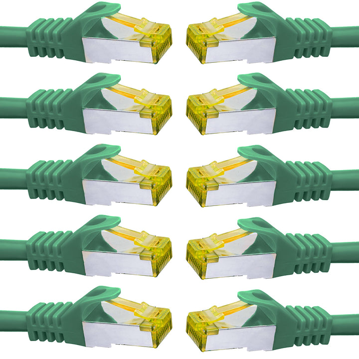 BIGtec LAN Kabel 10 Stück 1,5m Netzwerkkabel CAT7 Ethernet Internet Patchkabel CAT.7 grün Gigabit do
