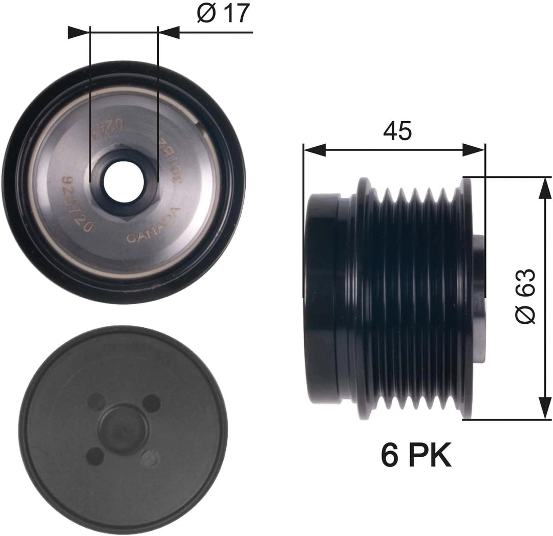 GATES Generator-Freilaufriemenscheib OAP7141