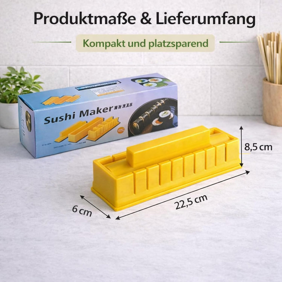 Sushi Maker Set 4-TLG. für Anfänger & Kinder – DIY Sushi Form mit Presse für quadratische Rollen – K