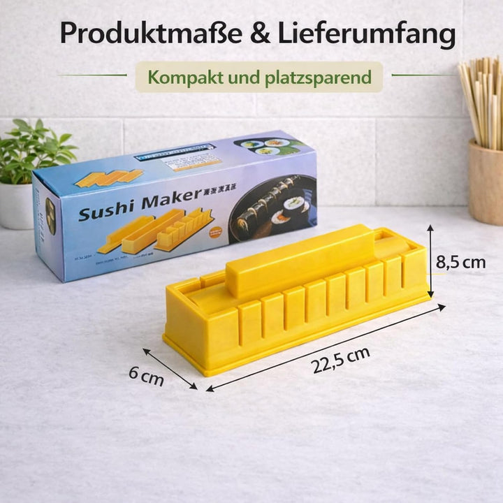 Sushi Maker Set 4-TLG. für Anfänger & Kinder – DIY Sushi Form mit Presse für quadratische Rollen – K