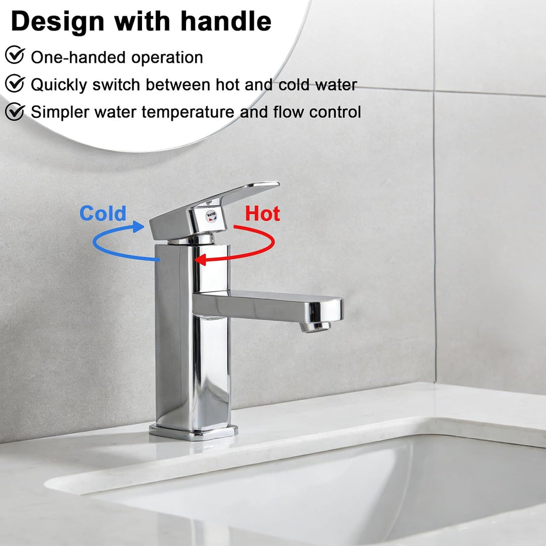 Wasserhahn Bad Waschtischarmatur Armatur Silber Waschtischmischer Warm und Kaltwasserhahn Einhebelmi
