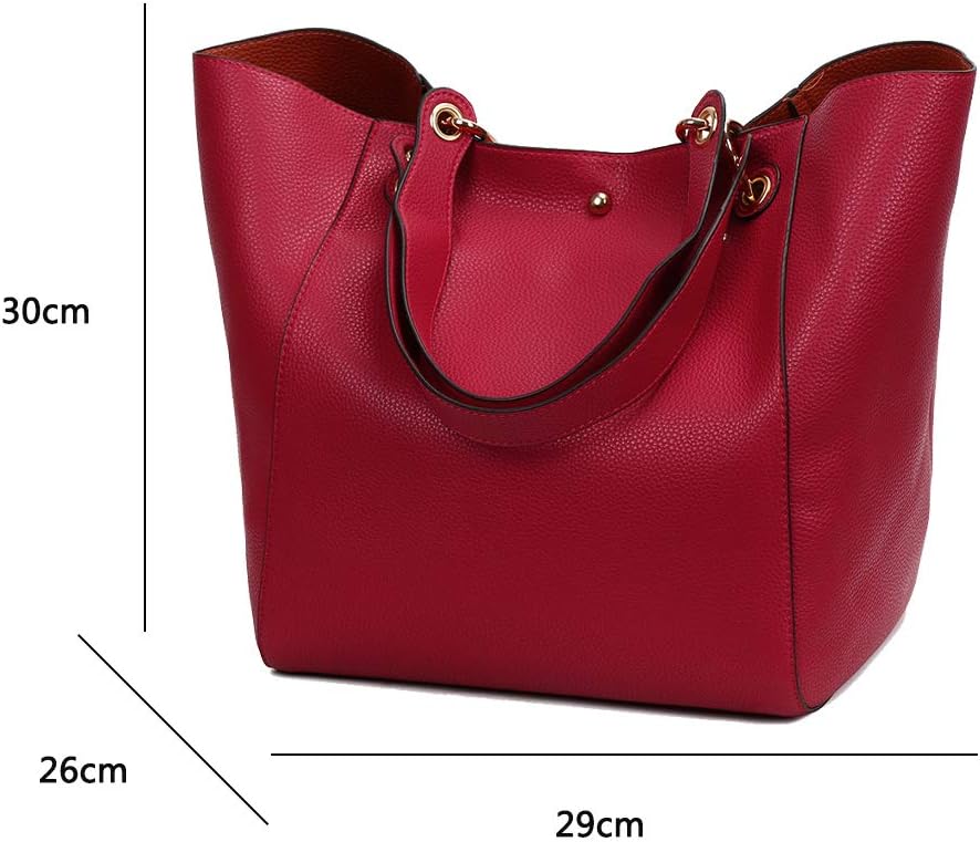 Coolives Damen 2 in 1 Shopper Schultertasche aus PU-Leder Vintage Taschen Hobo Handtasche Elegant He
