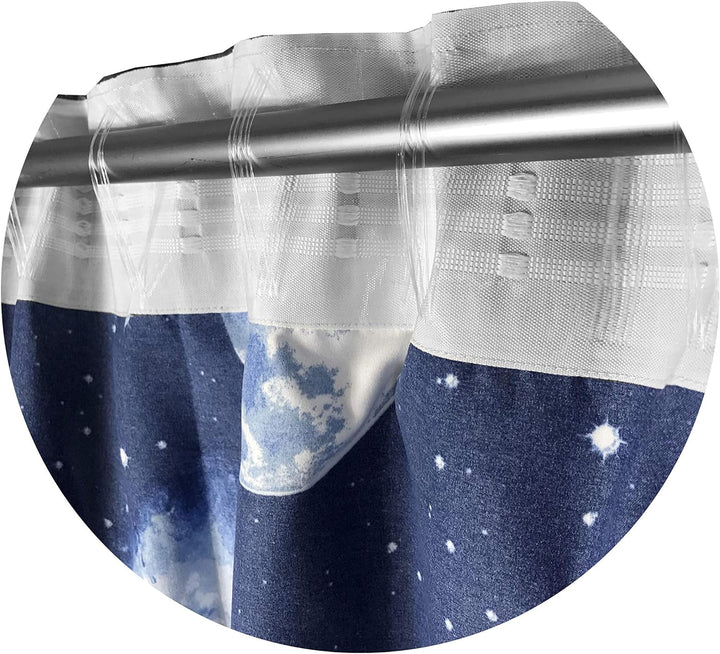 Tex family Vorhang Moon Luna Planeten Blau 140 x 280 cm Made in Italy