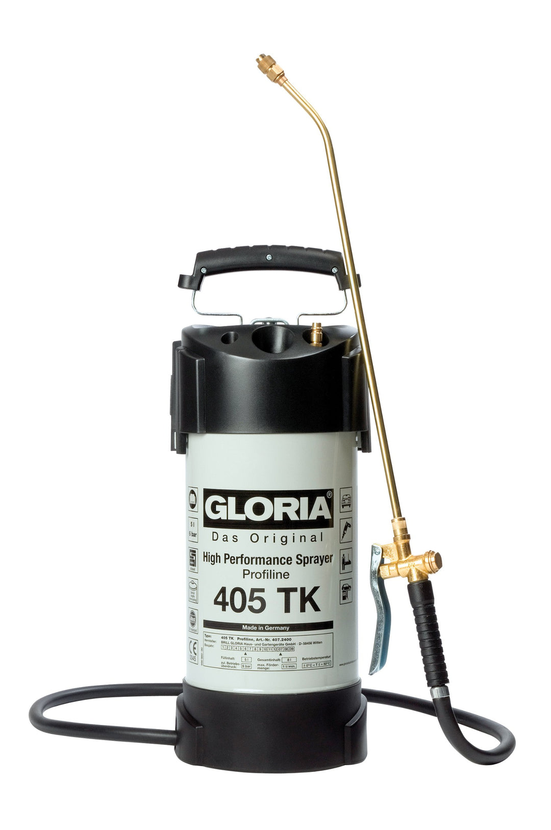 GLORIA Hochleistungssprühgerät 405 TK Profiline | 5 L Füllinhalt | Profi-Drucksprüher aus Stahl | Mi