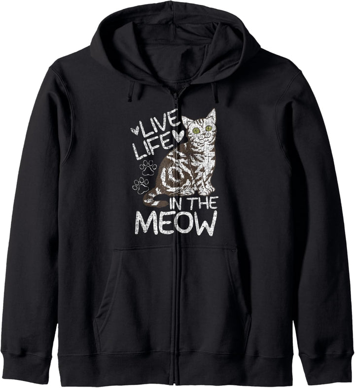 Katzen-Dame Gifts Live Life im Meow-Schmutz-Haustier-Inhaber Kapuzenjacke