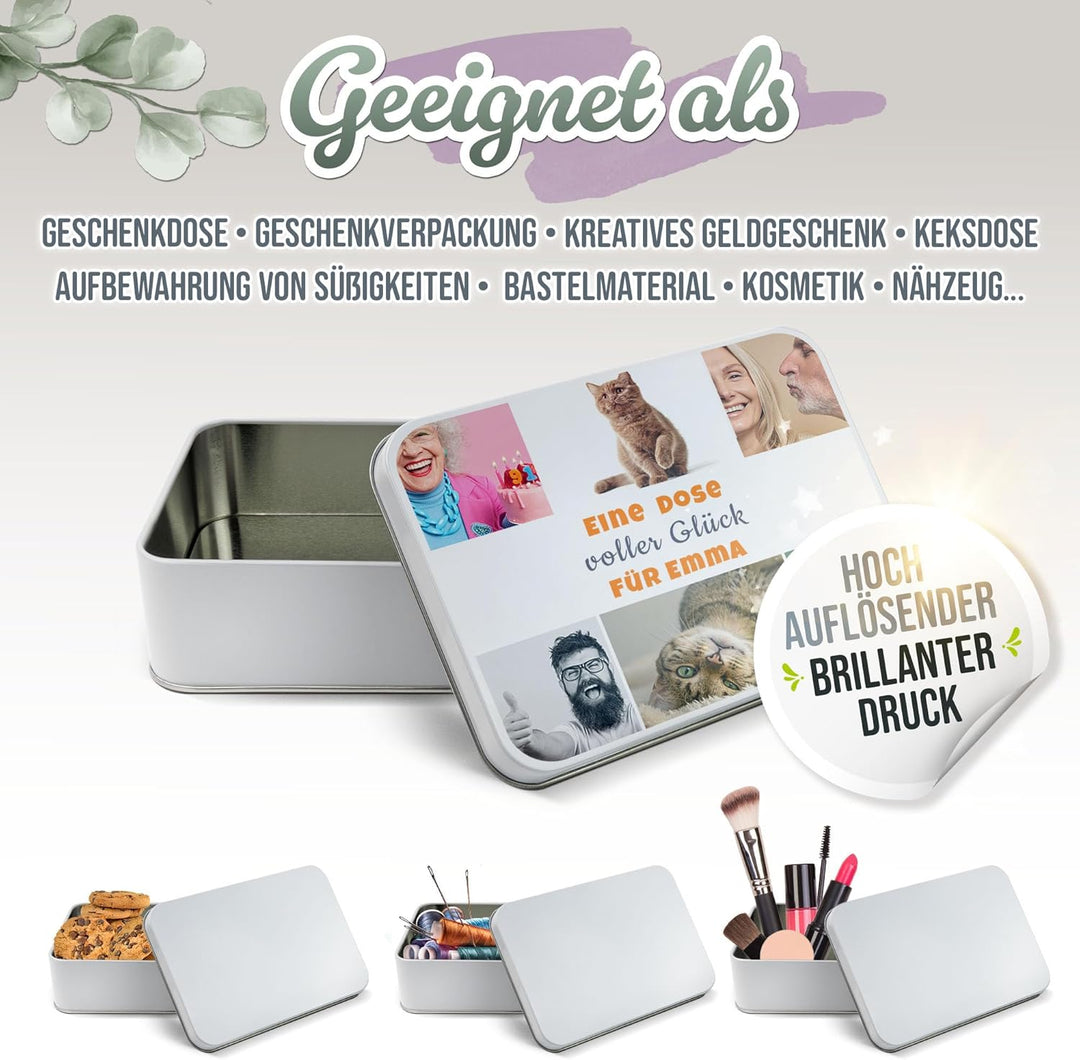 Print Royal PR Geschenkdose selbst gestalten mit 6 Fotos & 3 Zeilen Text - Blechdose bedrucken, Pers