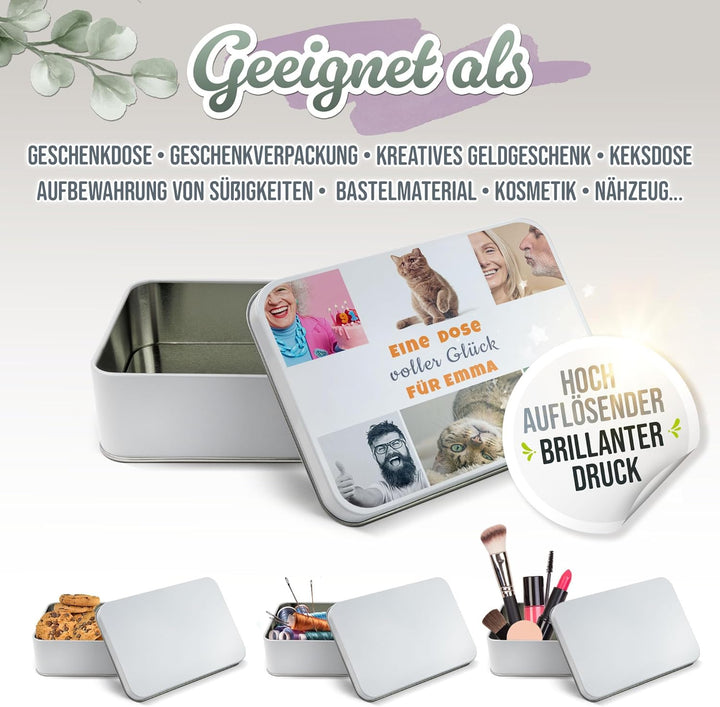 Print Royal PR Geschenkdose selbst gestalten mit 6 Fotos & 3 Zeilen Text - Blechdose bedrucken, Pers